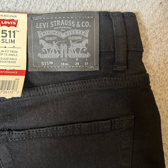 Levi Strauss Jeans Boys‎ 18 29X31 Black Slim Fit Adjustable Waistband NEW - Picture 4 of 12